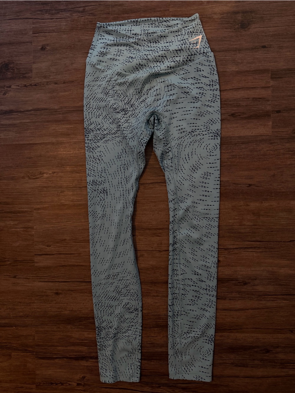 Gymshark Light Blue Leggings with Black Dash Print